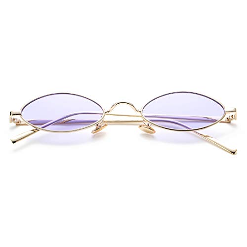 Image of COASION Vintage Small Oval Aesthetic Sunglasses Retro for Women Men Hippie Cool Metal Frame Sun Glasses