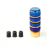 YFFSFDC シフトノブ シフトレバー MT AT 車 汎用 カスタム アルミ合金 スティック型 3種 アダプター 付き （チタンブルー）