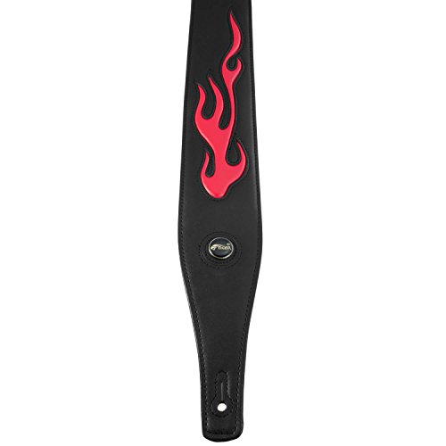Tiger STP26-BK Sangle de Guitare en cuir – Feu – Noir - Les Beatles, Paul McCartney, John Lennon, RIngo Starr, George Harrison Tiger STP26-BK Sangle de Guitare en cuir - Feu - Noir – Image 4
