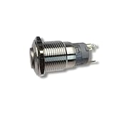 Baomain 2-Pack 16mm 5/8' Eagle Eye 24V Red LED Stainless Latching 5 pin Terminal Push Button Switch