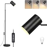 Ldeco Arc Black Floor Lamp for Living Room with Timer, Stepless Dimmable&Height Adjustable Modern Reading Standing Lamps for Living Room,Reading Room,Office,LED Bulb Included (Black-DM)