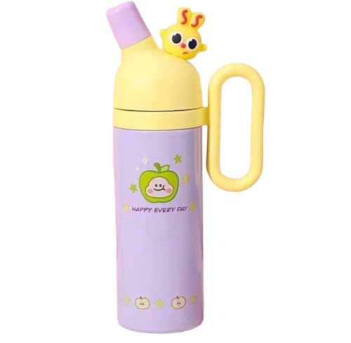 Image of Fancy Kitchen Cartoon Kids Tumbler - 850ml Stainless Steel Double-Walled Travel Mug - Leak-Proof, BPA-Free with Straw - Perfect for School & Outdoor Use. (Purple)