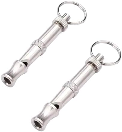 Cauaoa 2Pcs Silver Adjustable Ultrasonic Dog Whistle,Portable Whistle Pet Whistle Supersonic Whistle Dog Whistles for Pet Training，Training and Behavior Aids，Dog Whistles