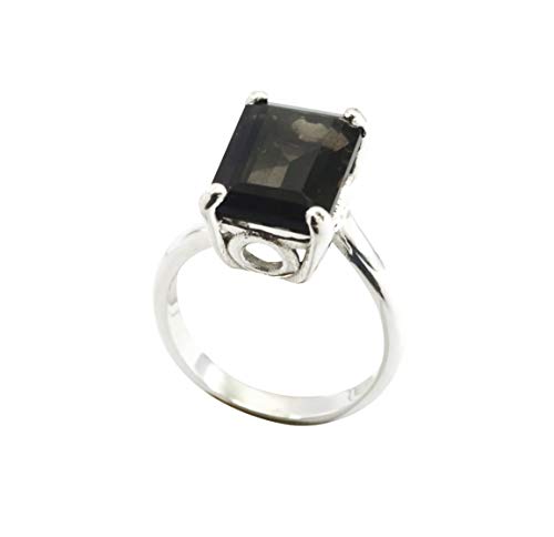 Bague en argent anti-ternissement et quartz fumé véritable hypoallergénique