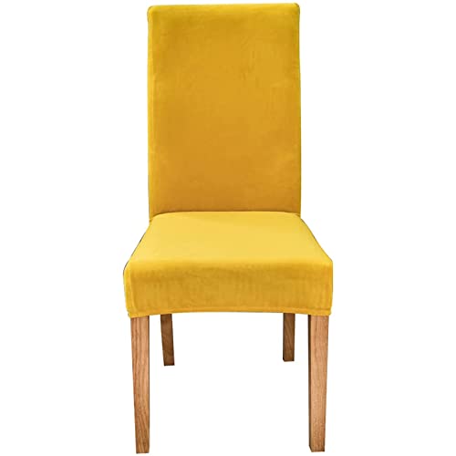 YSLLIOM Velvet Stretch Esszimmerstuhl Hussen, Spandex Plüsch Stuhlhussen Solide Esszimmer Stuhl Protector Home Decor (6er-Set,Ingwer) Cover