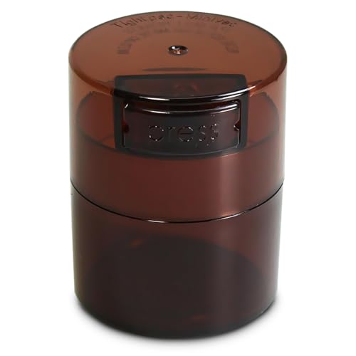 TIGHTPAC MINIVAC Portable Vacuum Seal Airtight Container – Keeps Coffee Beans, Grounds, Tea, Spices & Herbs Fresh Longer – Travel-Ready, NSF-Certified Food-Grade Storage, 10 to 30 Grams, Coffee Tint