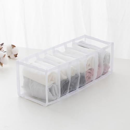 2-Pcs-11-Grids-7-Grids-Underwear-Drawer-Organisers-Sock-Drawer-Organizer-Divider-Underwear-Storage-Boxes-Foldable-Closet-Dresser-Drawer-Organizer-for-Storing-Socks-White