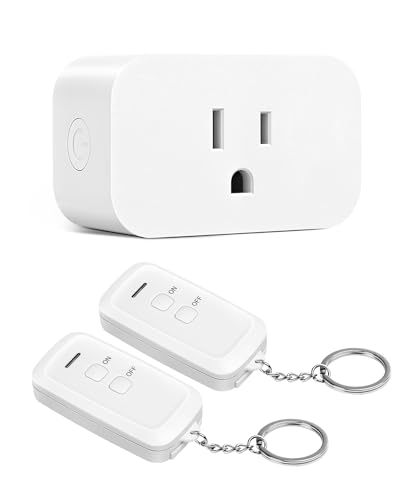 DEWENWILS Remote Control Outlet, Indoor Remote Outlet with 2 Remotes, Programmable & Expandable, 100FT Range, 15A/1875W, Remote Outlet Switch for Christmas Lights/Trees, Floor Lamp, Bedside Lamp, Fan