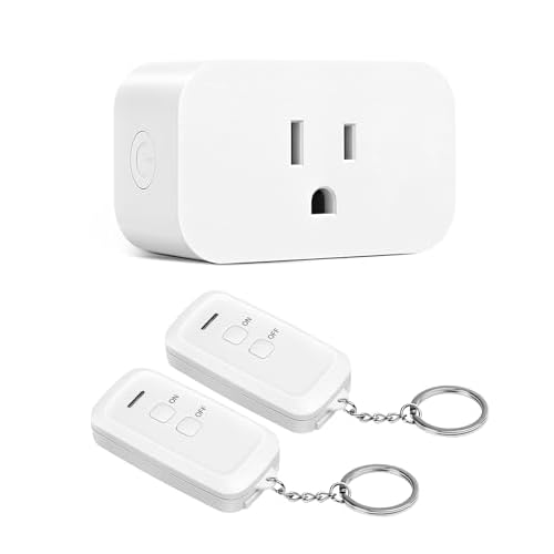 DEWENWILS Remote Control Outlet, Indoor Remote Outlet with 2 Remotes, 100FT Range, 15A/1875W, Remote Outlet Switch for Lights/Fans, Floor Lamp, Bedside Lamp 2 Remote + 1 Outlet
