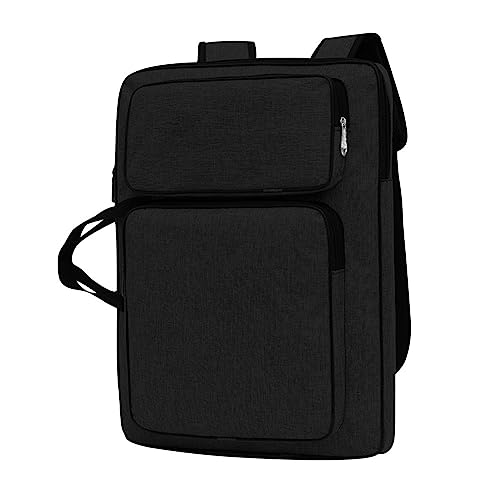 Image of 8K Artist Portfolio Carry Backpack Case Versatile Art Bags Waterproof Adjustable Drawing Board Backpack Art Storage Bags for Artworks Painting Drawing Sketching 19.7 inch x 14.6 inch x 2.4 inch (Dark black)