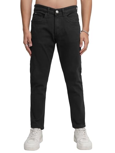 Highlander Mens Tapered Fit Denim Jeans for Man |Jeans Pant Cropped Length|Mid-Rise|Stylish Casual Wear with Stretchable Fabric