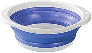 Collapsible Silicon Wash Bowl, Round Washing Up Bowl Basin, Space Saving, Outdoor Travel Camping Hiking Caravan Water Carrier Foldable Bucket, Blue, Small