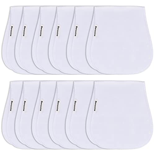 Image of Benoxine Baby Burp Cloths & Baby Bibs 2-in-1 Design Large Size 3 Layers Thicken Cotton Super Absorbent and Soft Baby Spit Up Burping Rags Baby Burp Cloth Set for Boys and Girls Solid 12 Pack