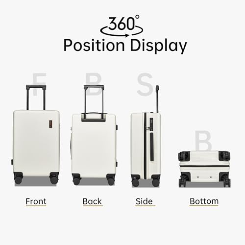 Carry on Luggage 22x14x9 Airline Approved, 20 Inch Carry-on Suitcase, Hard Shell Luggage with Spinner Wheels, Hardside Small Rolling Suitcase with TSA Lock for Travel (White, 20-Inch)2