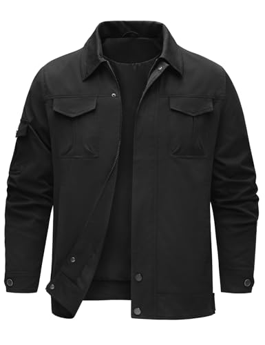 TOMEEK Veste Homme Mi Saison Blouson Homme printemps Été Décontracté Veste Cargo Imperméable Léger Blouson Aviateur et Multipoches Col Rabattu Zippe...