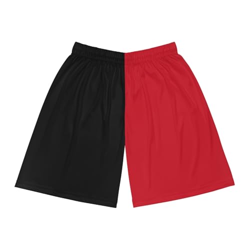 Half Black & Half Red Basketball Shorts2