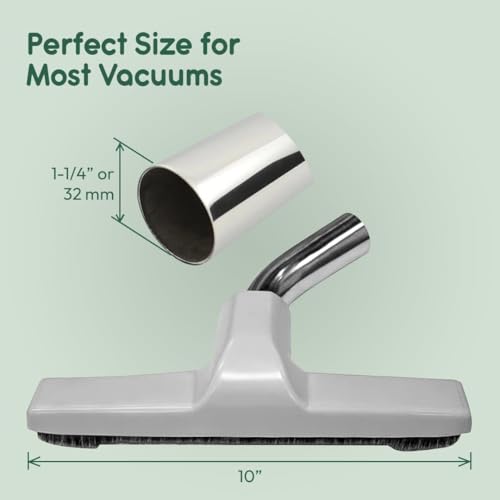 Selgo Hardwood Floor Brush 1 and 1/4 Inch Wand Size Opening (32mm) with Soft Bristles, Universal Vacuum Cleaner Attachment, 10 Inch Wide Cleaning Path.