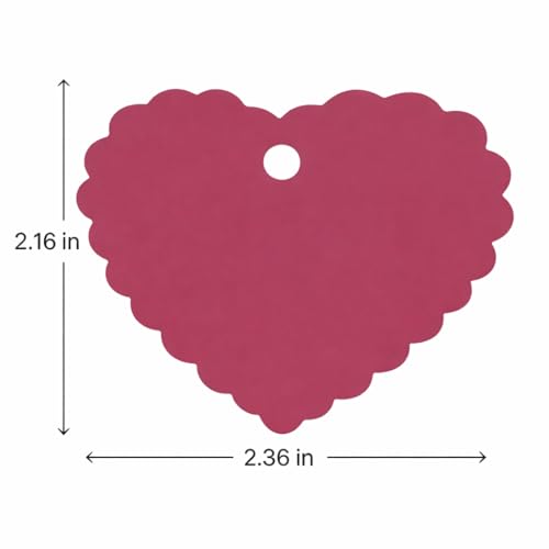 Image of CVANU (50-PCS) Decorative Heart Shape Color Paper Tags & Finish Cut Hole for Hanging with Jute Rope for Gift & DIY Crafts| Message Note| Labeling & Writable (2.16x2.36inch) Maroon