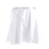  Ranrann Jupe de Danse Classique en Mousseline de Soie - Tutu Ballet Wrap Avec Ceinture Cravate - Léger Pour Sport, Yoga, Patinage - Dancewear Blanc Taille Unique