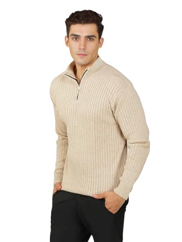 Image of LOQUE Men's Wool Blend Selection Sweater Half Zip High Neck Pullover Warm Casual Winter Wear for Office and Travel