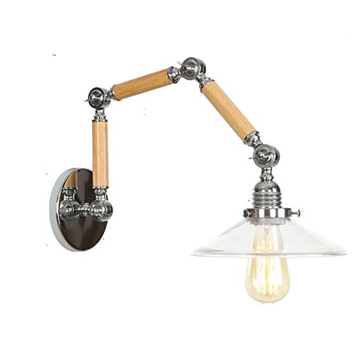 Brazo oscilante vintage para lámpara de pared con base ajustable retro E27