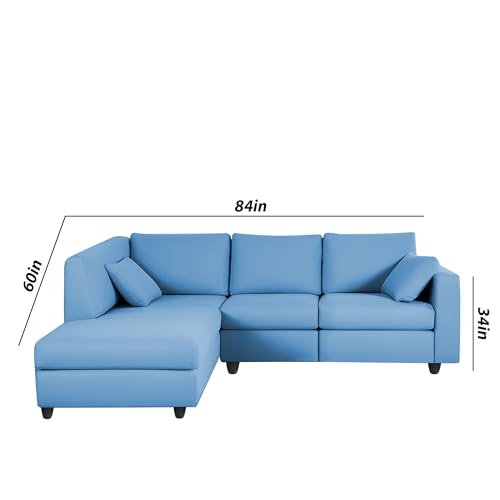 Image of Florian LHS 4 Seater L Shape Sofa Set for Living Room (Turquise Fabric) Premium Fabric Sofa