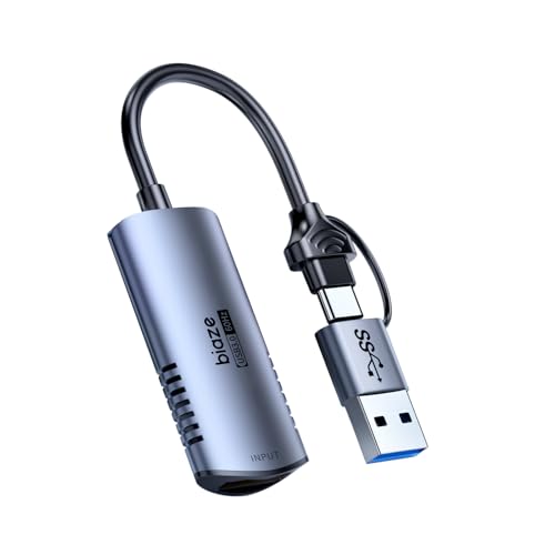 Video Capture Card, 4K HDMI to USB/USB C Capture Card 1080P 60FPS Video Capture Device for Streaming...