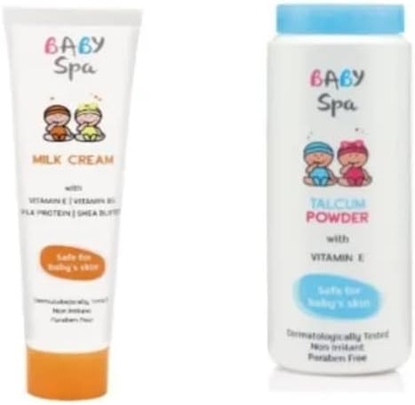 Milk Cream and Talcum Powder Combo, with Vitamin E, Paraben Free, 50g Cream and 100g Powder