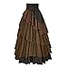 IWQBQ Women's Steampunk Gothic Skirt Pirate High Waisted Layered Ruffle Skirt(Z2886BN,M)
