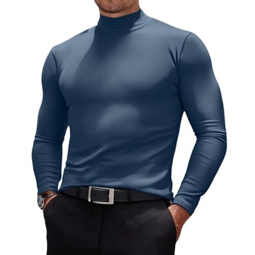 Sous Pull Col Roulé Homme Hiver Chaud Slim Fit À Manches Longues Basique Sous-Pull Décontracté Couleur Unie T-Shirt Col Montant Thermique Pulls, Gilets Et Sweats Sweater Pullover Sweat Marine XXL