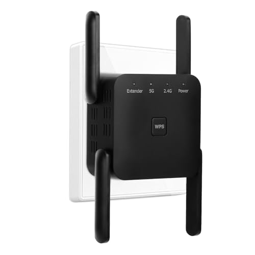 WLAN Verstärker, 1200Mbit/s WLAN Repeater, 5G & 2.4G Dualband Ultraxtender WiFi Verstärker mit LAN anschluss, WPS, Kompatibel mit 99% Standard-WiFi Routern, Deckt bis zu 9200Sq.ft und 35 Geräte