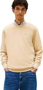Tommy Jeans TJM Reg S Flag Crew Dm0Dm20741 Pull en Molleton pour Homme, Beige (doré Doux), L