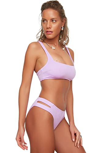 Trendyol Mujer Cintura Normal Trotter Bikini Bottom Bañadores, Lila, 36