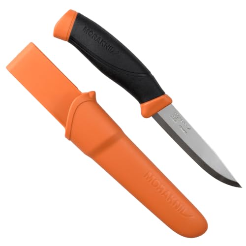 Morakniv Couteau Mora Companion S avec Fourreau - Lame Fixe en Acier Inoxydable – 2,5 mm – Couteau de Survie pour Camping et Chasse – Fabriqué en Suède
