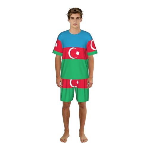 Pyjama Azerbaïdjan homme ensemble élégant en satin imprimé pour nuit et détente