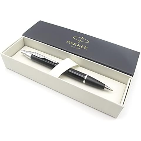 Parker IM Premium Metal Ballpoint Pen - Black Lacquer With Chrome Trim - Medium Point Black Ink Refill - Gift Boxed Cover
