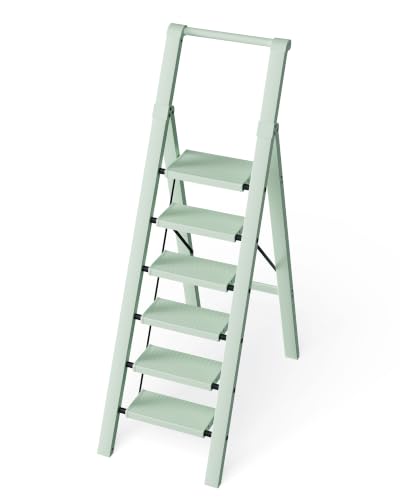 Taranta 6 Step Ladder,Aluminum Step Stool Foldable-Fairyland Green