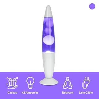 GIFTMARKET - Lampe à lave violette. Lampe de chevet avec 2 ampoules incluses. Cadeau amusant pour les adolescents. Lampe rétro de 34 x 8,5 cm.