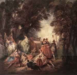 Peinture à l'huile Nicolas Lancret pour habiller un grand mur vide avec une toile classique 36x48