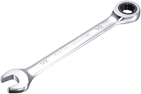 uxcell 1/2 Inch Ratcheting Combination Wrench SAE 72 Teeth 12 Point Ratchet Box Ended Spanner Tools, Cr-V