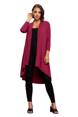 Image of Women's 3 /4 Sleeve Soft Open Front Casual Flowy Long Viscose Made from Bamboo Cardigan
