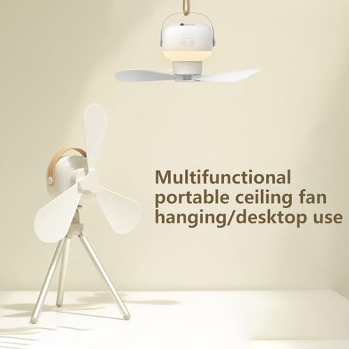 Ventilateur de camping suspendu avec lampe LED et télécommande portable