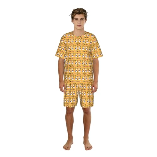 Pyjama alpaga homme 2 pièces à manches courtes ensemble de nuit léger