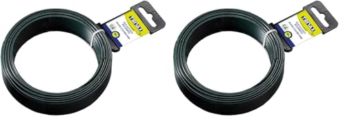 TENAX Kunststoffbeschichteter Eisendraht, Grün, Länge 15 m - Durchmesser 2 mm, zum Binden und Umzäunen, Bastel- und Heimwerkerarbeiten (Packung mit 2)