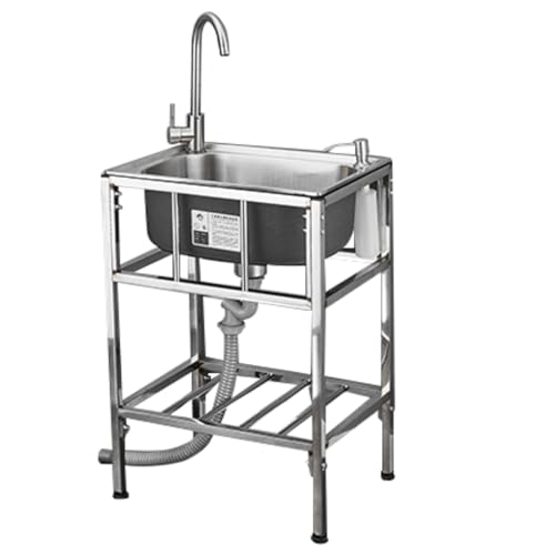 GOCHUSX Fregadero Acero Inoxidable, Fregadero De Cocina Independiente con Accesorios Varios, Fregadero De Acero Inoxidable Integrado para Cocinas, Baños, Garajes(75x40x75cm)