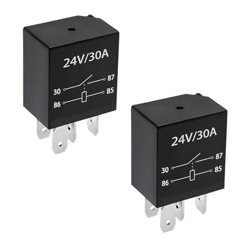 ZNDAW 2 PCS 4 Pin Car Starter Relay 24V 30A Multi-Purpose Automotive Relays Heavy Duty Standard Relay Replacement for Car Motor Waterproof Auto Relays Switch car Accessories (2PCS 4Pin 24V)
