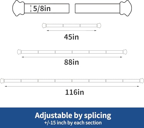 Small Curtain Rods for Windows 30" to 45" 5/8 Inch Standard Decorative Silver Curtain Rod with Brackets Easy to Install for Bedroom Living room Kitchen (30",45")