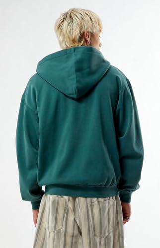 PacSun Men's Green Vintage Washed Full Zip Hoodie2