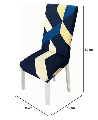 Image of House of Quirk Elastic Chair Cover Stretch Removable Washable Short Dining Chair Cover Protector Seat Slipcover (Pack of 1, Sevoy Blue)