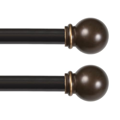 Kenney Chelsea Ball End Window Curtain Rod, Adjustable Curtain Rod for Windows 28 to 48 Inches...